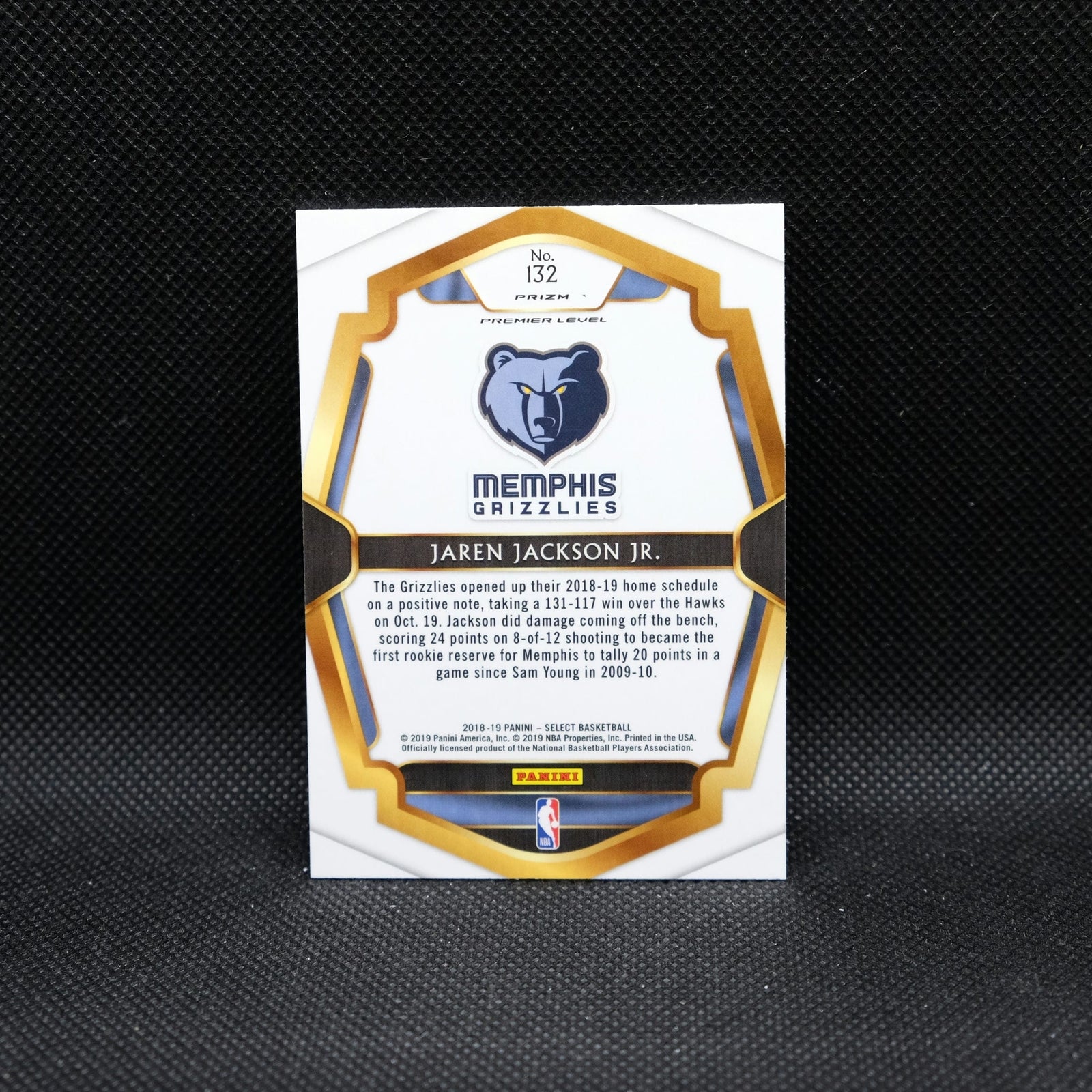 2018-19 Select Jaren Jackson Jr Premier Level Silver Prizm Rookie RC #132 Gri...