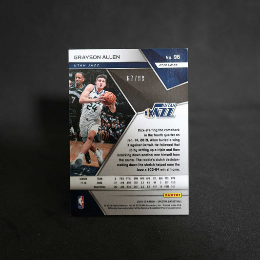 2018-19 Grayson Allen Spectra Red Sparkle Rookie Card 67/99