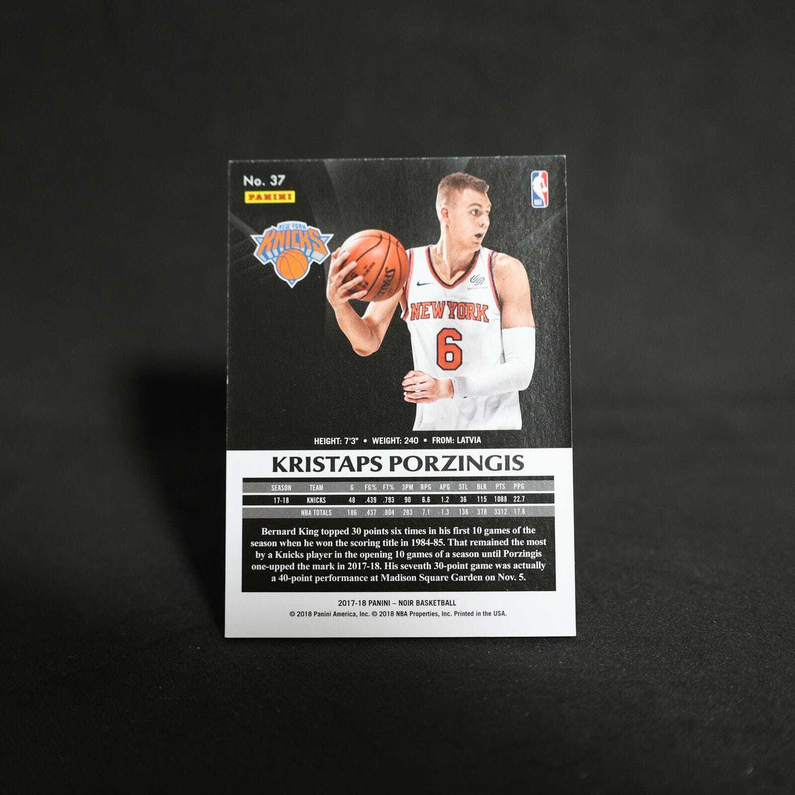 2017-18 Kristaps Porzingis Panini Noir Home Edition /79