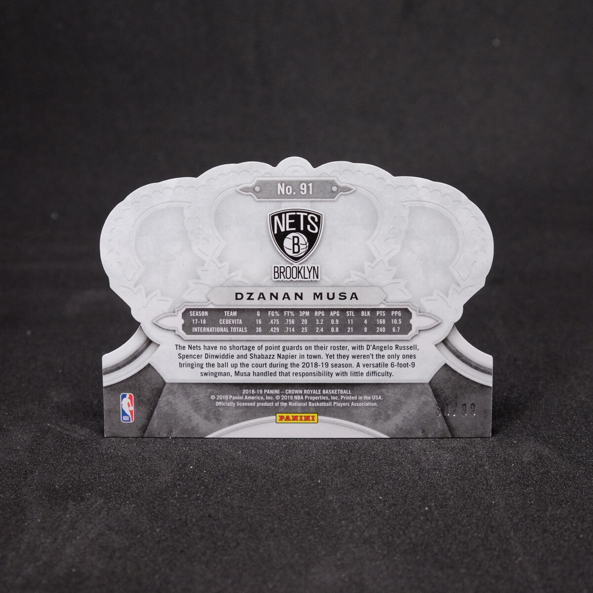 2018-19 Dzanan Musa - Crown Royale Gold Cracked Ice Rookie /99