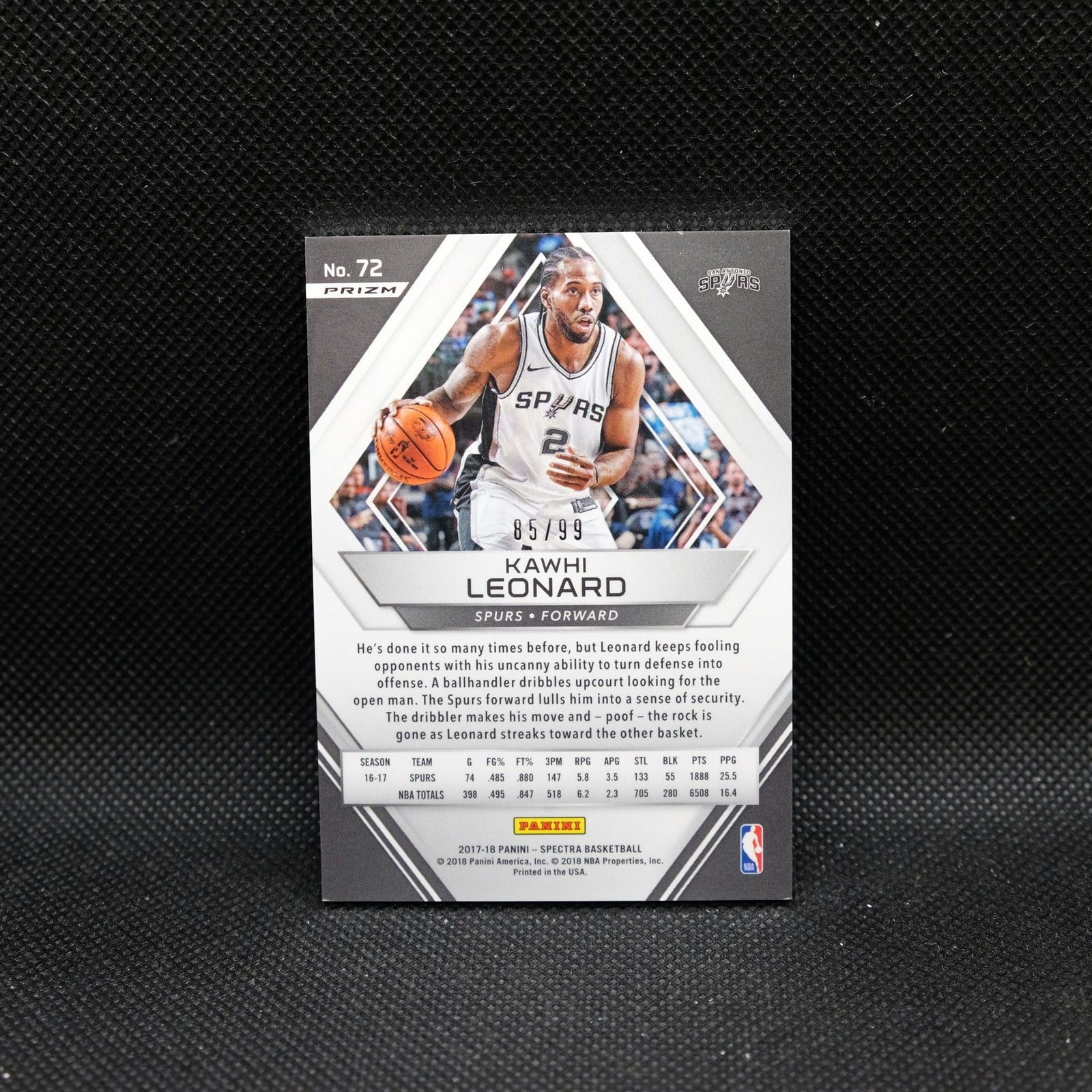 2017-18 Panini Spectra Kawhi Leonard #72 Blue Fast Break Prizm /99