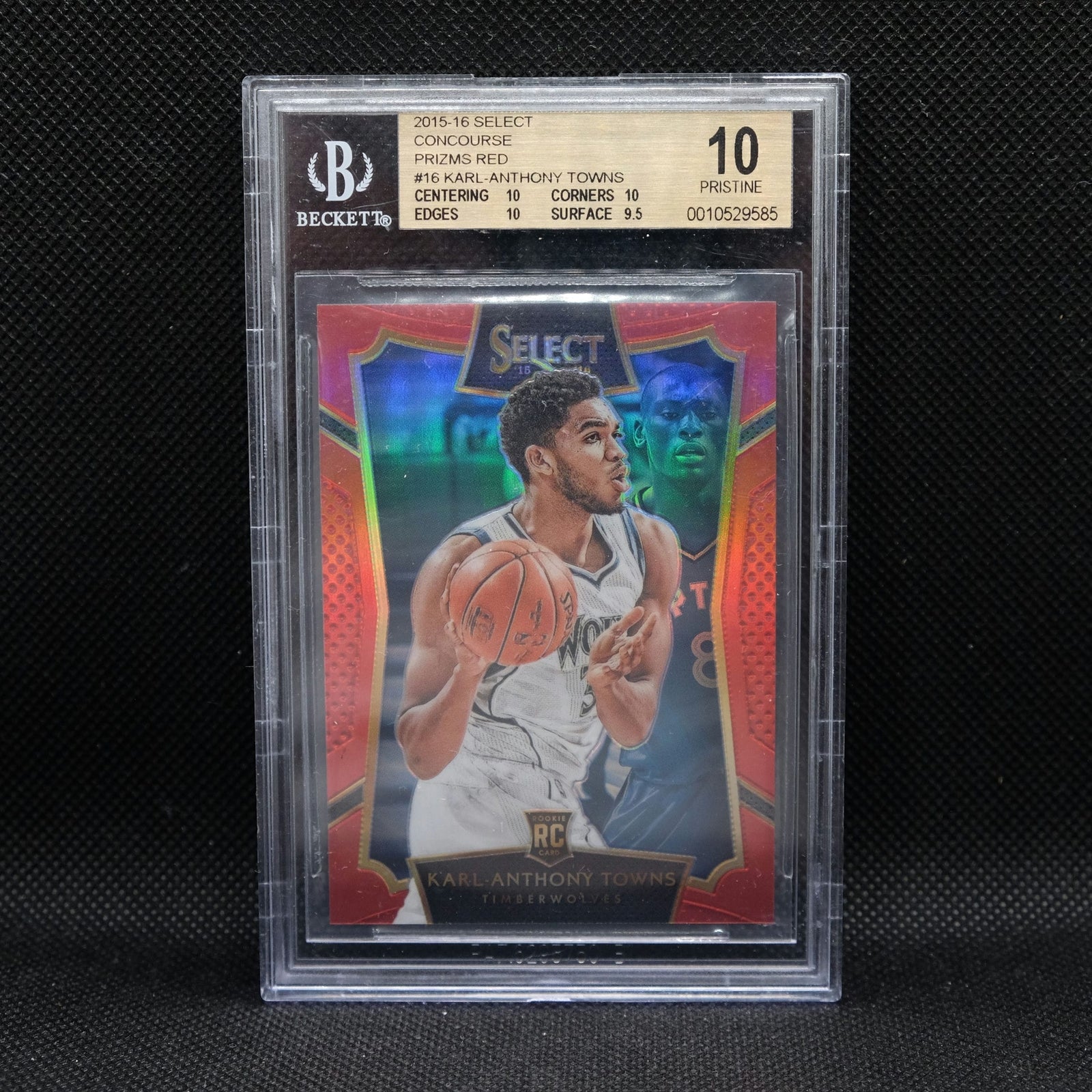 2015-16 Karl-Anthony Towns Select #16 Red Prizm /149 BGS 10 Pristine