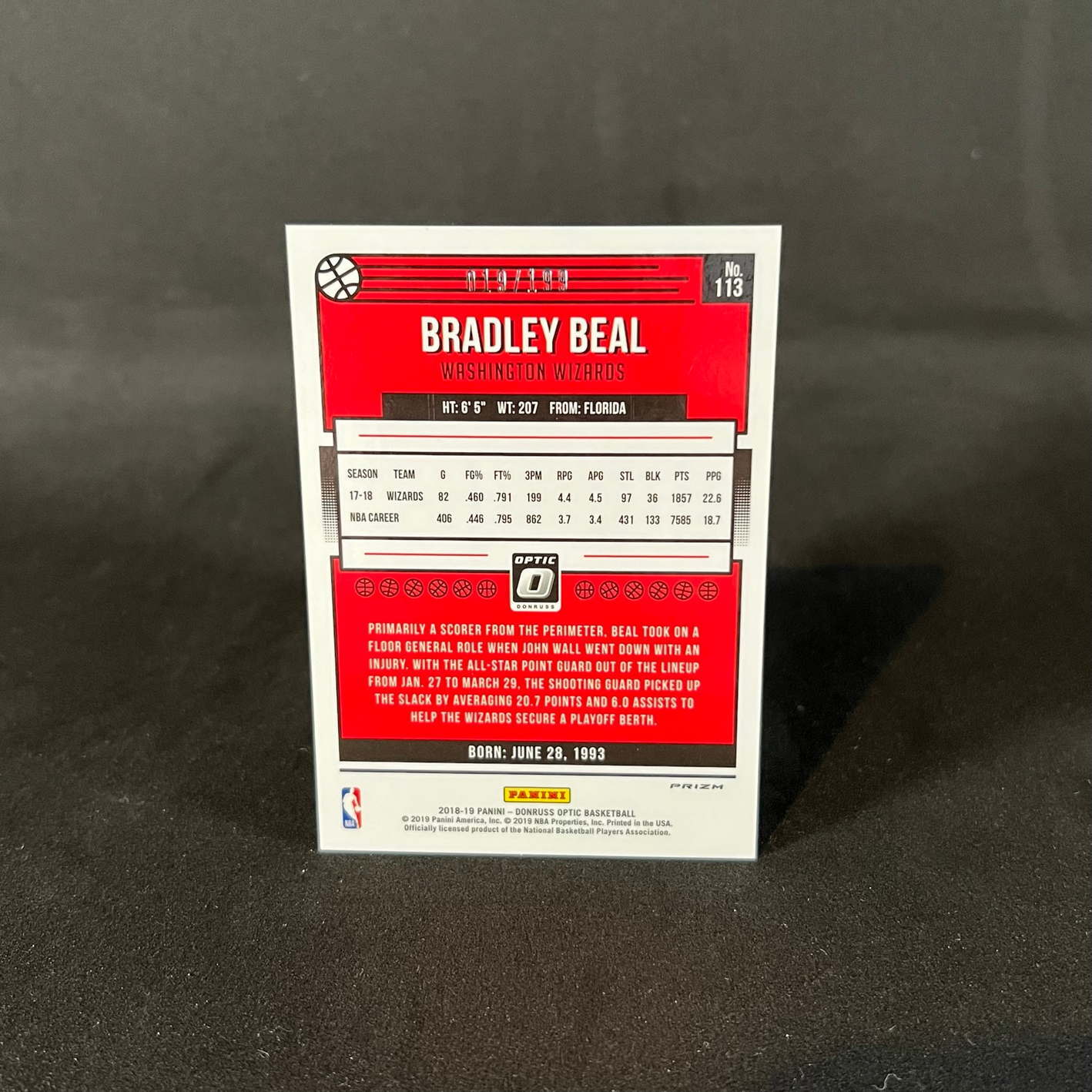 2018-19 Bradley Beal Donruss Optic Orange Prizm /199