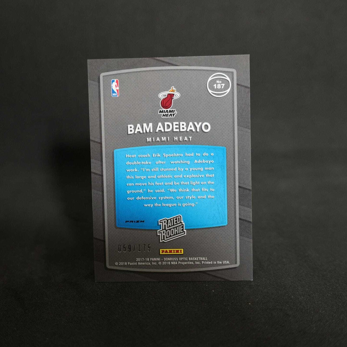 2017-18 Panini Donruss Optic Bam Adebayo Rated Rookie Lime Prizm /175