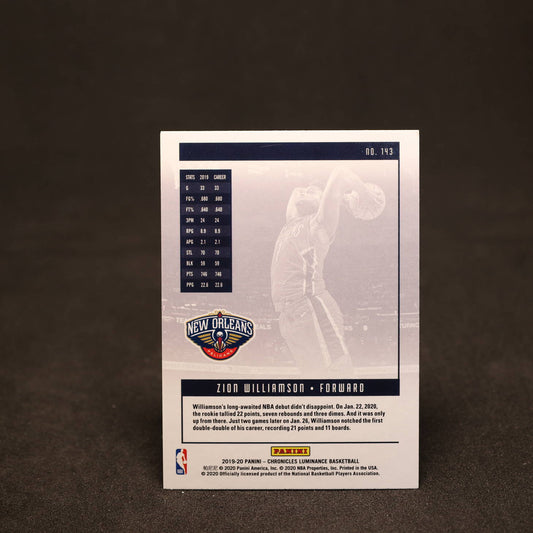2019-20 Panini Chronicles Luminance Zion Williamson Rookie Card #143