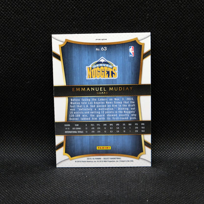 2015-16 Panini Select Emmanuel Mudiay #63 Silver Prizm Rookie Card
