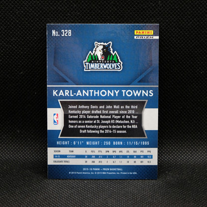 2015-16 Karl-Anthony Towns Prizm #328 Silver Prizm Rookie Card