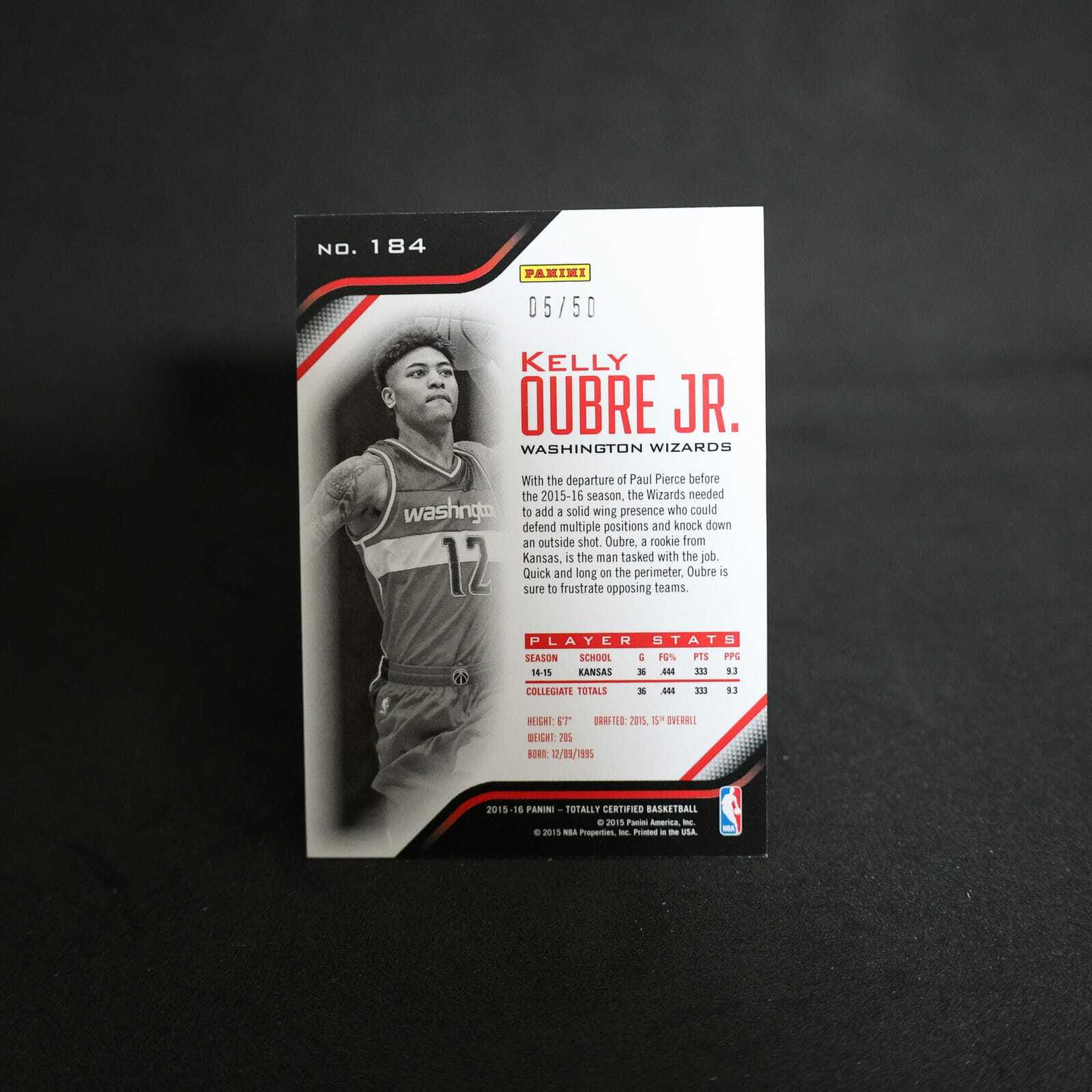 2015-16 Kelly Oubre Jr. Totally Certified #184 Rookie Card Purple /50