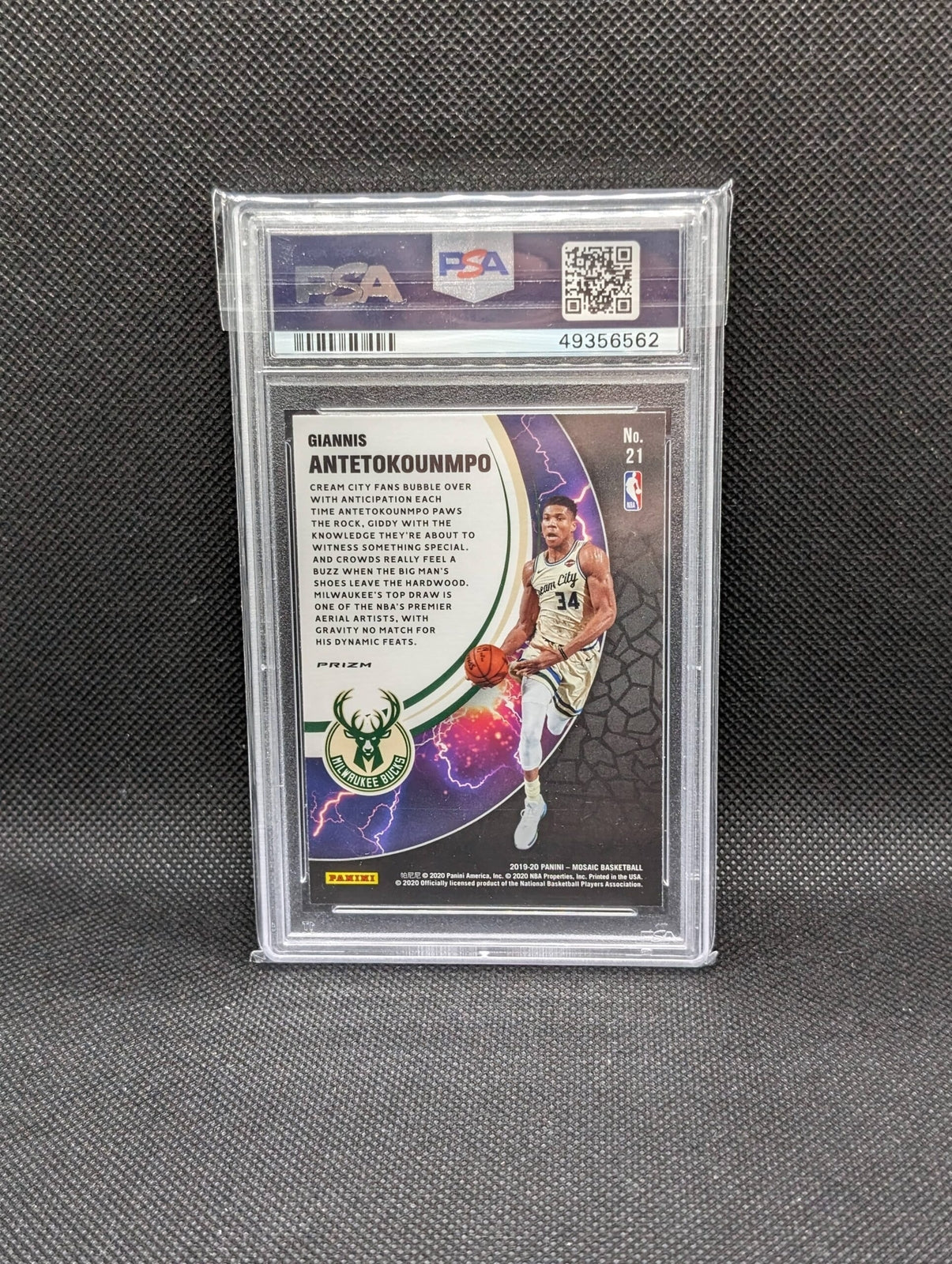 2019-20 Giannis Antetokounmpo Mosaic Overdrive Silver Prizm PSA 10