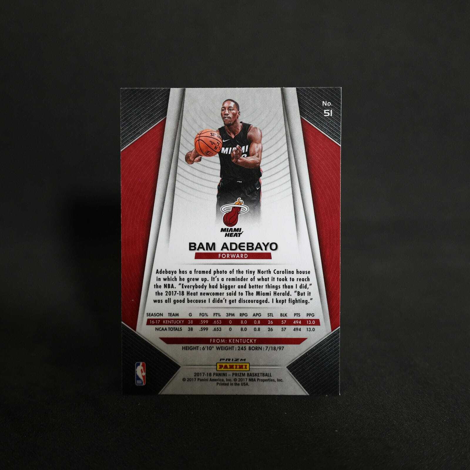 2017-18 Panini Prizm Bam Adebayo #51 Red White Blue Prizm