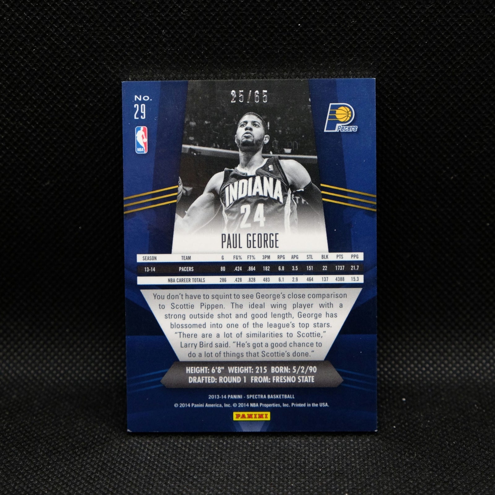 2013-14 Panini Spectra Paul George #29 Blue /65