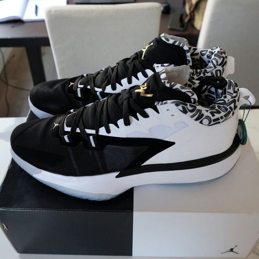 Jordan Zion 1  Black/White-Metallic Gold DA3130-002 US Size 14
