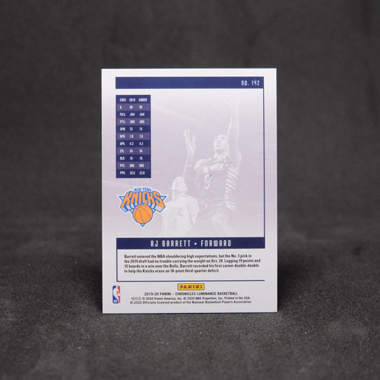 2019-20 RJ Barrett Chronicles Luminance Pink Rookie Card