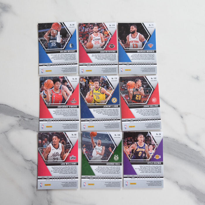2019-20 Mosaic Pink Camo Prizm Lot #8 - 9 Cards - Collins, Simons, Kuzma