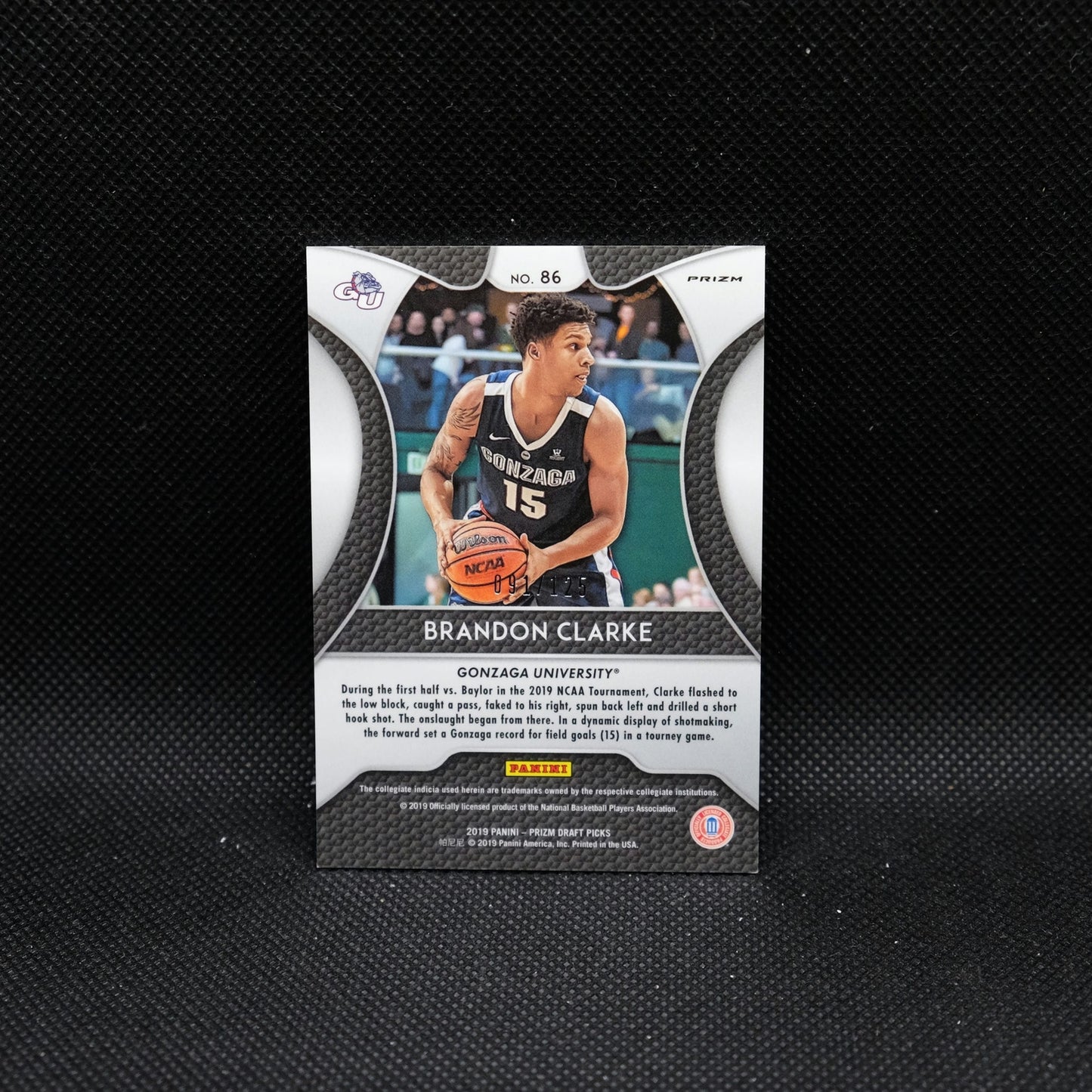2019 Prizm Draft Brandon Clarke #86 Lime Green Prizm Rookie Card /125