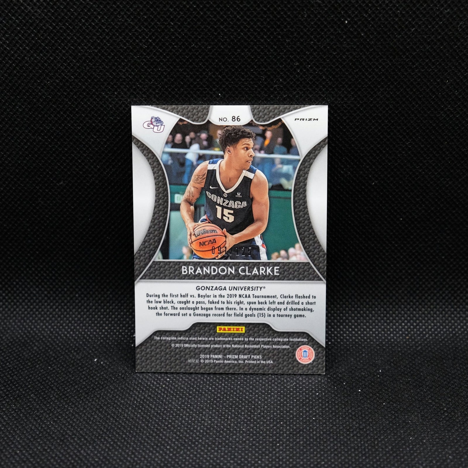 2019 Prizm Draft Brandon Clarke #86 Lime Green Prizm Rookie Card /125