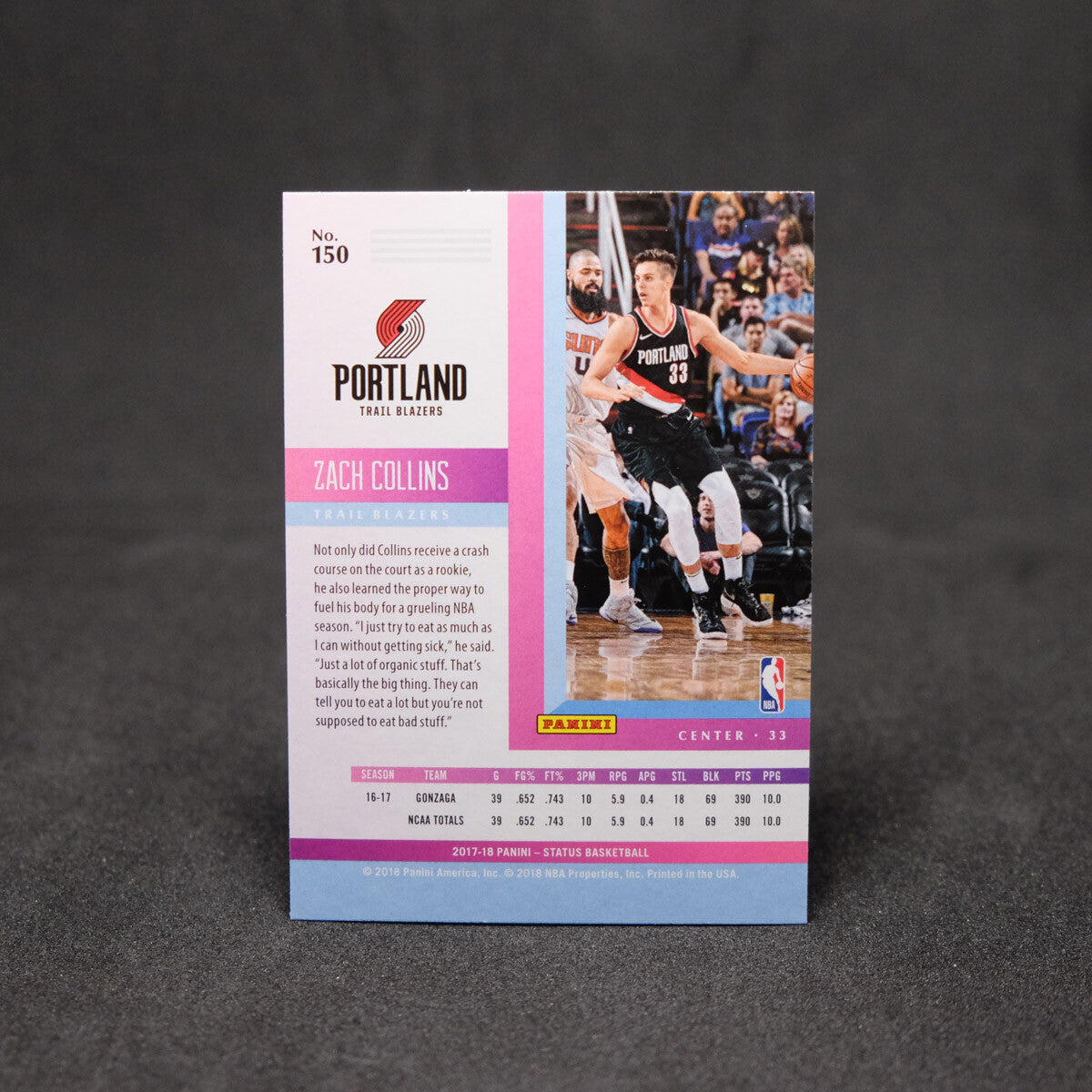 2017-18 Zach Collins Revolution Rookie Card