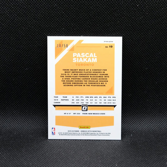 2019-20 Panini Donruss Optic Pascal Siakam #19 Fast Break Blue Prizm 10/50