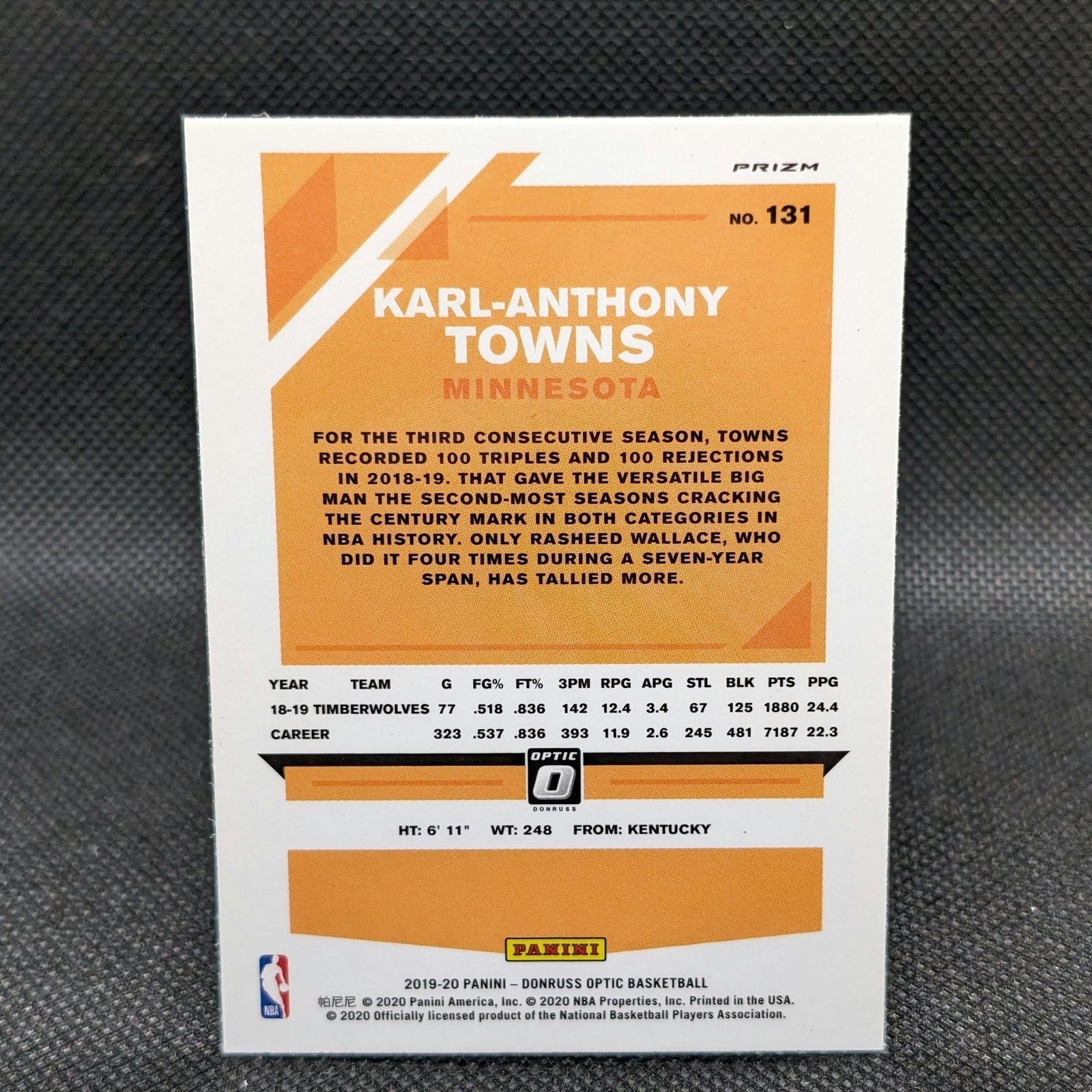2019-20 Karl-Anthony Towns Donruss Optic Green Dragon Prizm (#1)