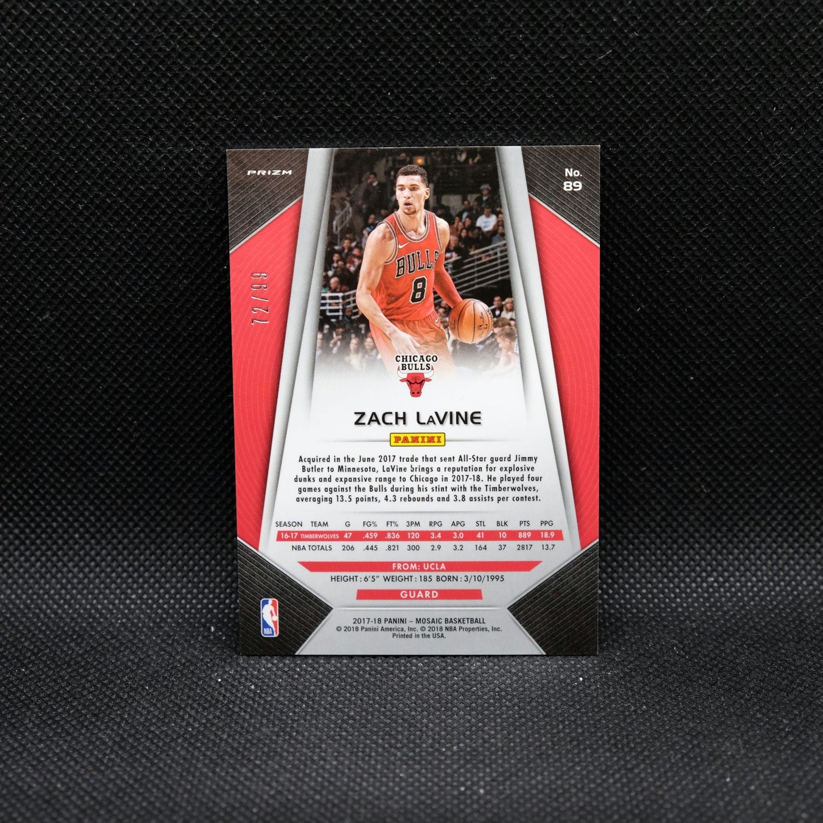 2017-18 Panini Prizm Mosaic Zach LaVine #89 Purple Mosaic Prizm /99