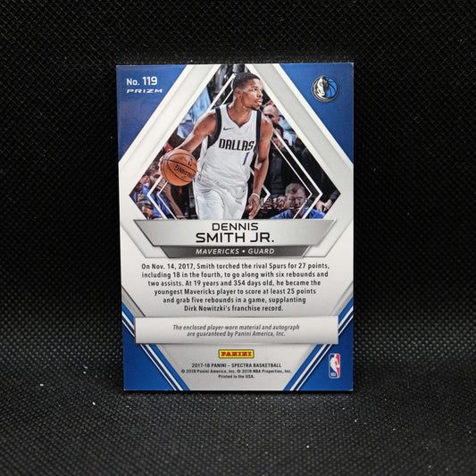 2017-18 Spectra Dennis Smith Jr. Rookie Patch Auto Silver Prizm /299