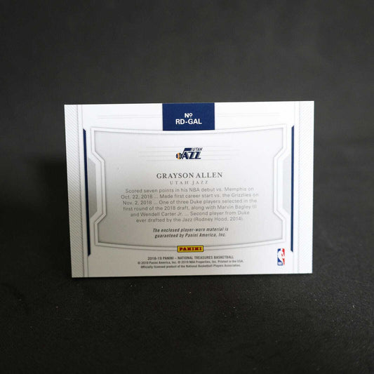 2018-19 Grayson Allen National Treasures Rookie Dual Materials /99 RD-GAL