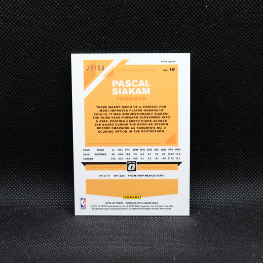 2019-20 Panini Donruss Optic Pascal Siakam #19 Fast Break Blue Prizm 29/50