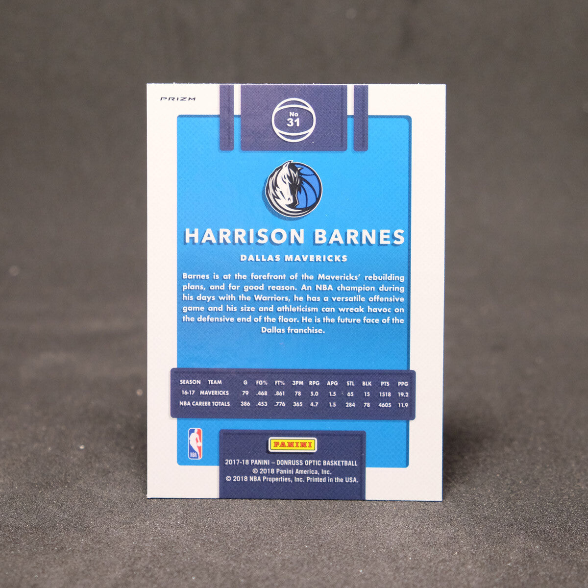 2017-18 Panini Donruss Optic Silver Fast Break Prizm Harrison Barnes