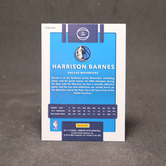 2017-18 Panini Donruss Optic Silver Fast Break Prizm Harrison Barnes