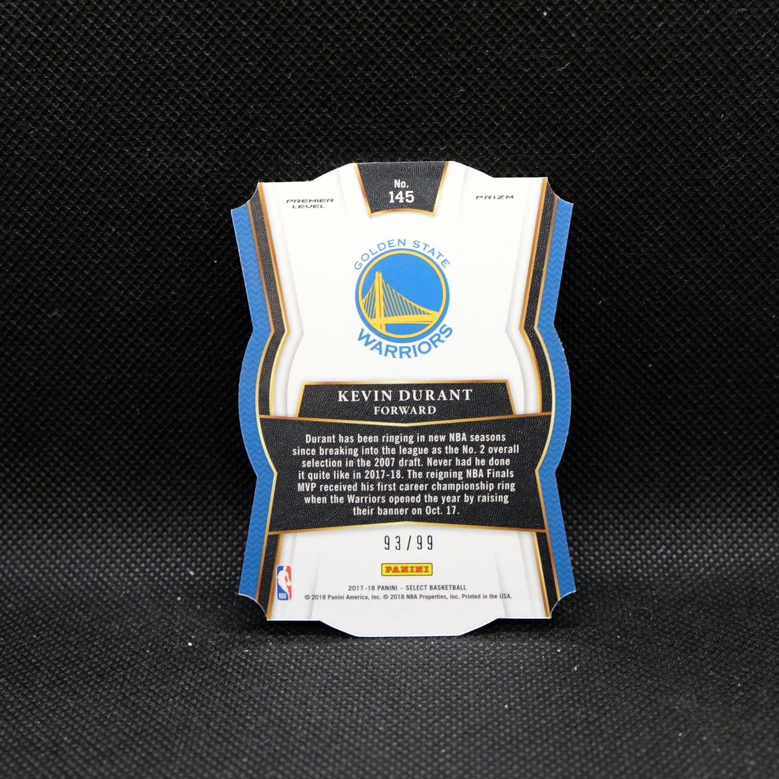 2017-18 Panini Select Kevin Durant Premier Level Die Cut Purple Prizm /99