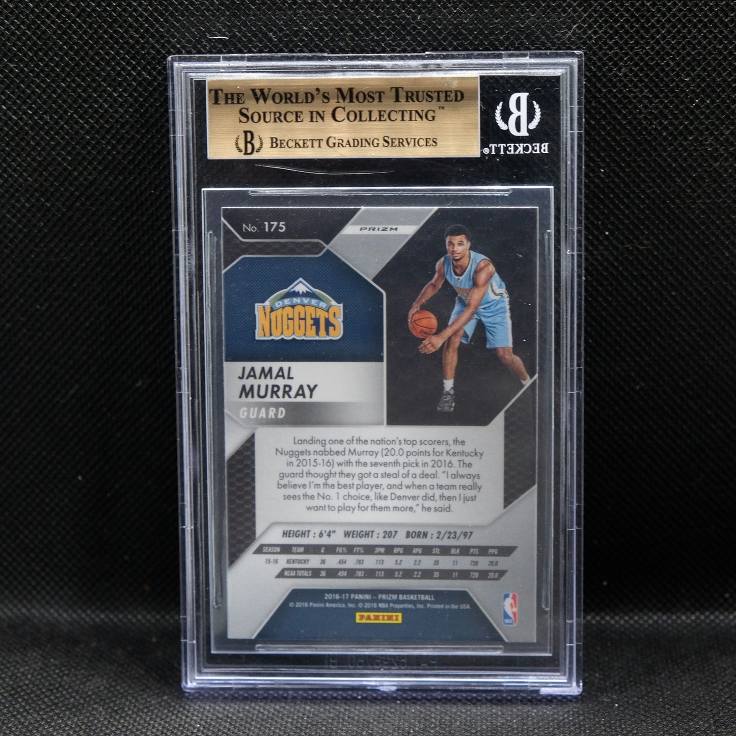 2016-17 Jamal Murray Prizm #175 Silver Prizm Rookie BGS 9.5 GEM MINT