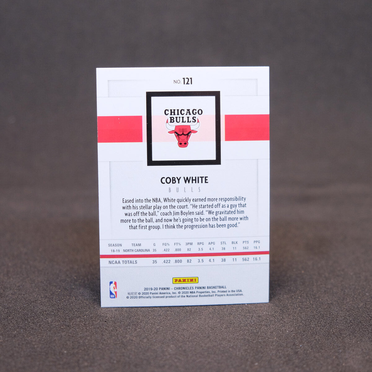 2019-20 Coby White Chronicles Panini Rookie Card