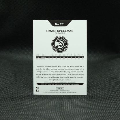 2018-19 Omari Spellman Hoops #251 Blue Checkerboard Rookie Card /75
