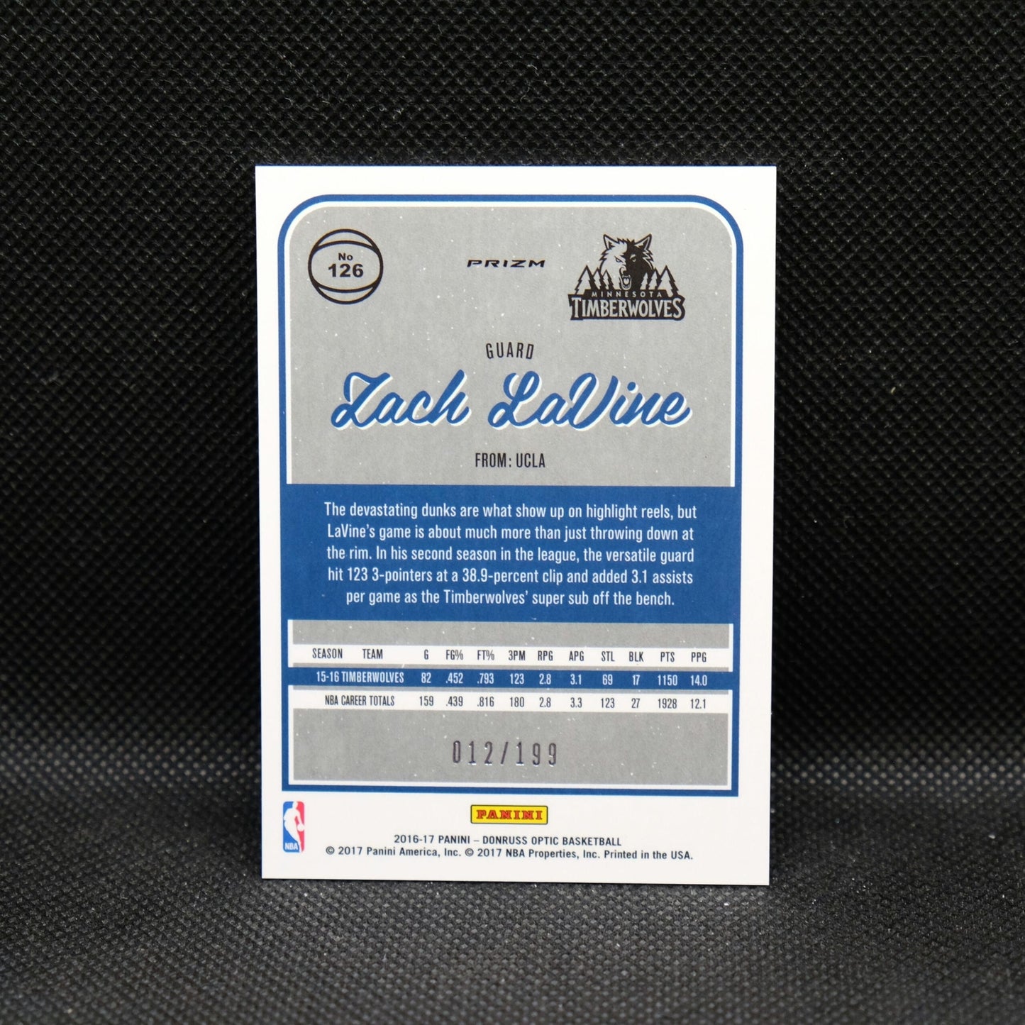 2016-17 Panini Donruss Optic Zach Lavine /199 #126
