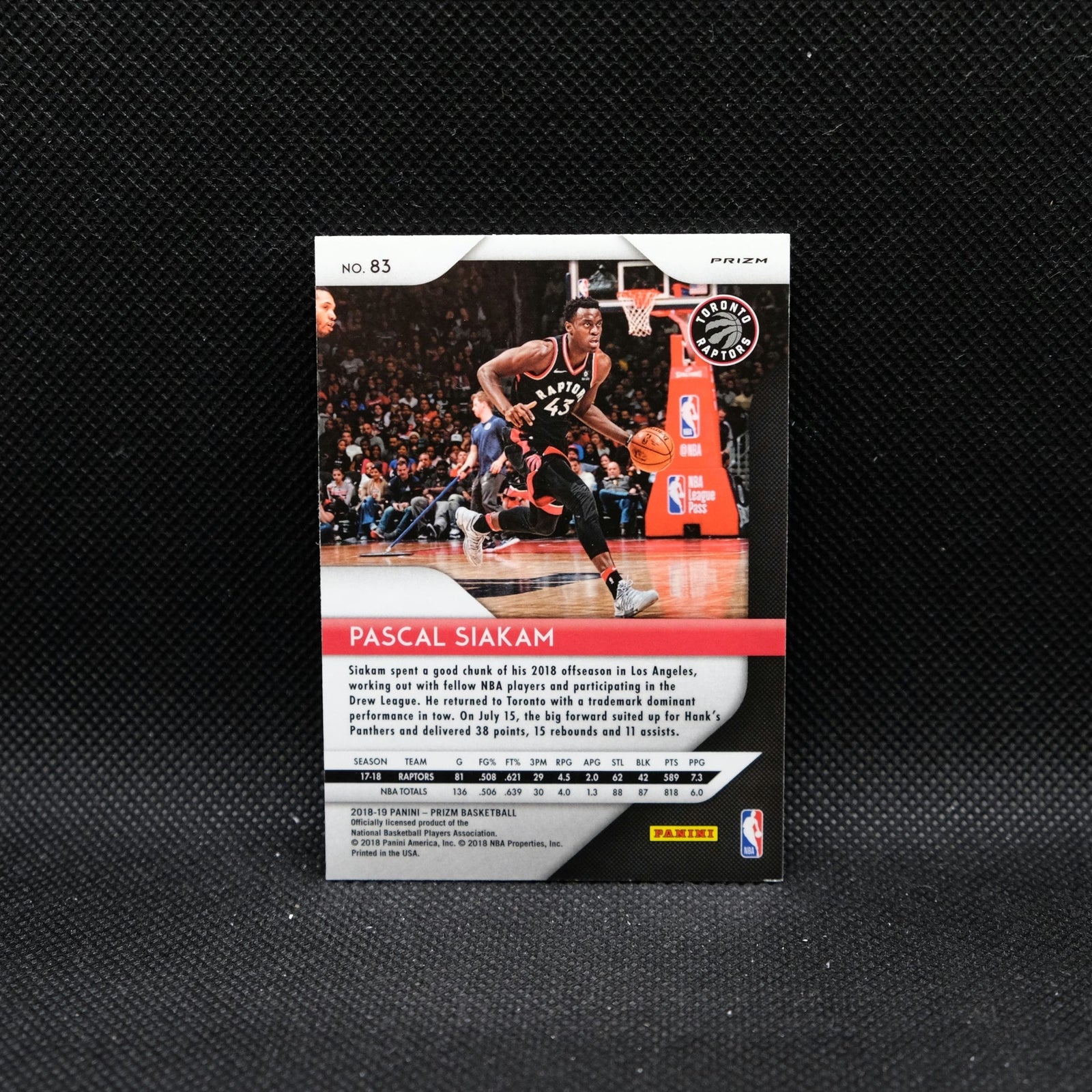 2018-19 Panini Prizm Pascal Siakam #83 Silver Prizm