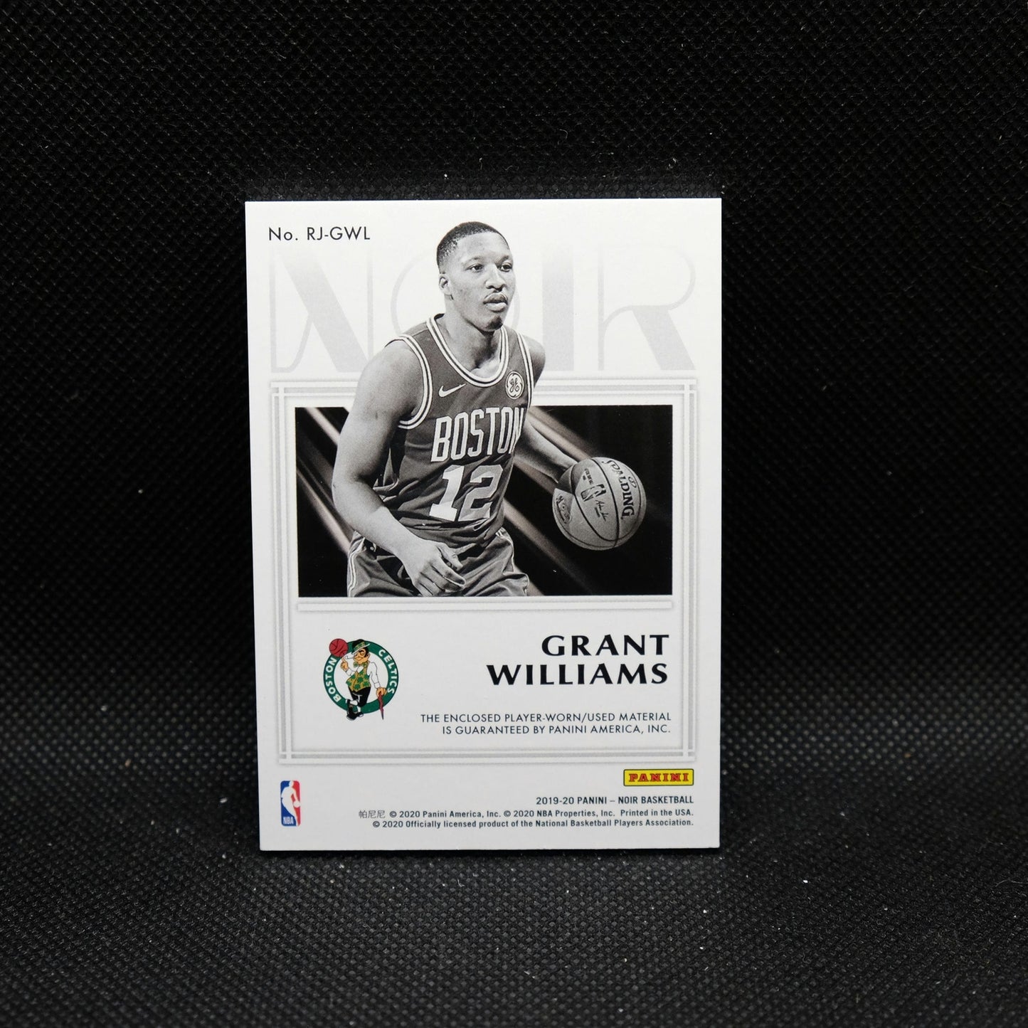2019-20 Noir Grant Williams Rookie Jumbo Material RJ-GWL