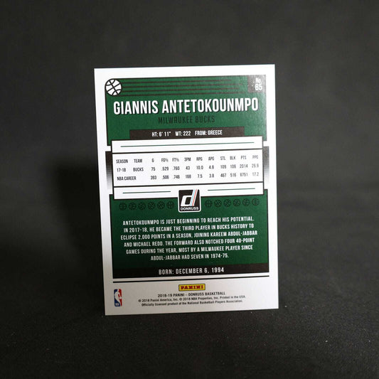 2018-19 Giannis Antetokounmpo Donruss #85 Green Laser /99