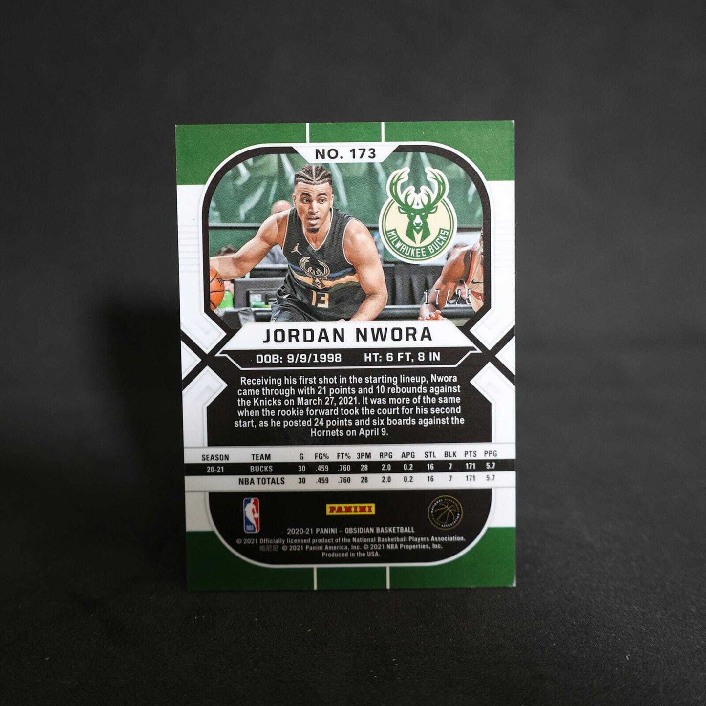 2020-21 Jordan Nwora Rookie 4 Card RC Lot - Prizm, Donruss Optic, Obsidian