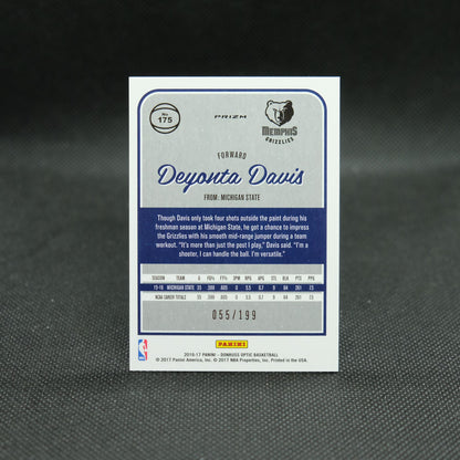 2016-17 Deyonta Davis Donruss Optic Orange Holo Rookie /199