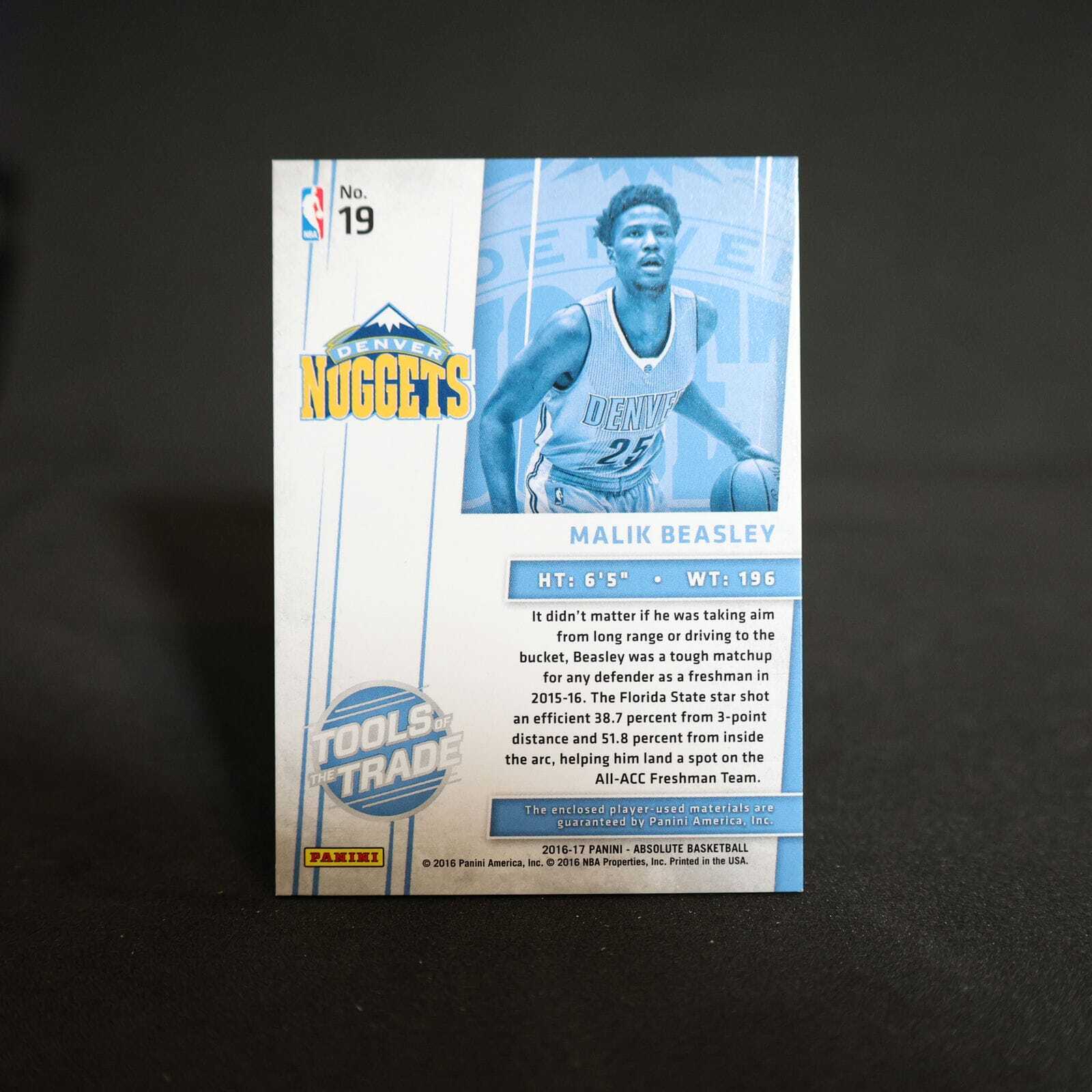 2016-17 Malik Beasley Absolute Tools Of the Trade Rookie Card /149
