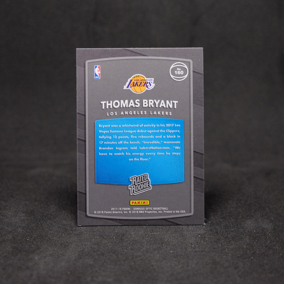 2017-18 Thomas Bryant Donruss Optic Rated Rookie #160