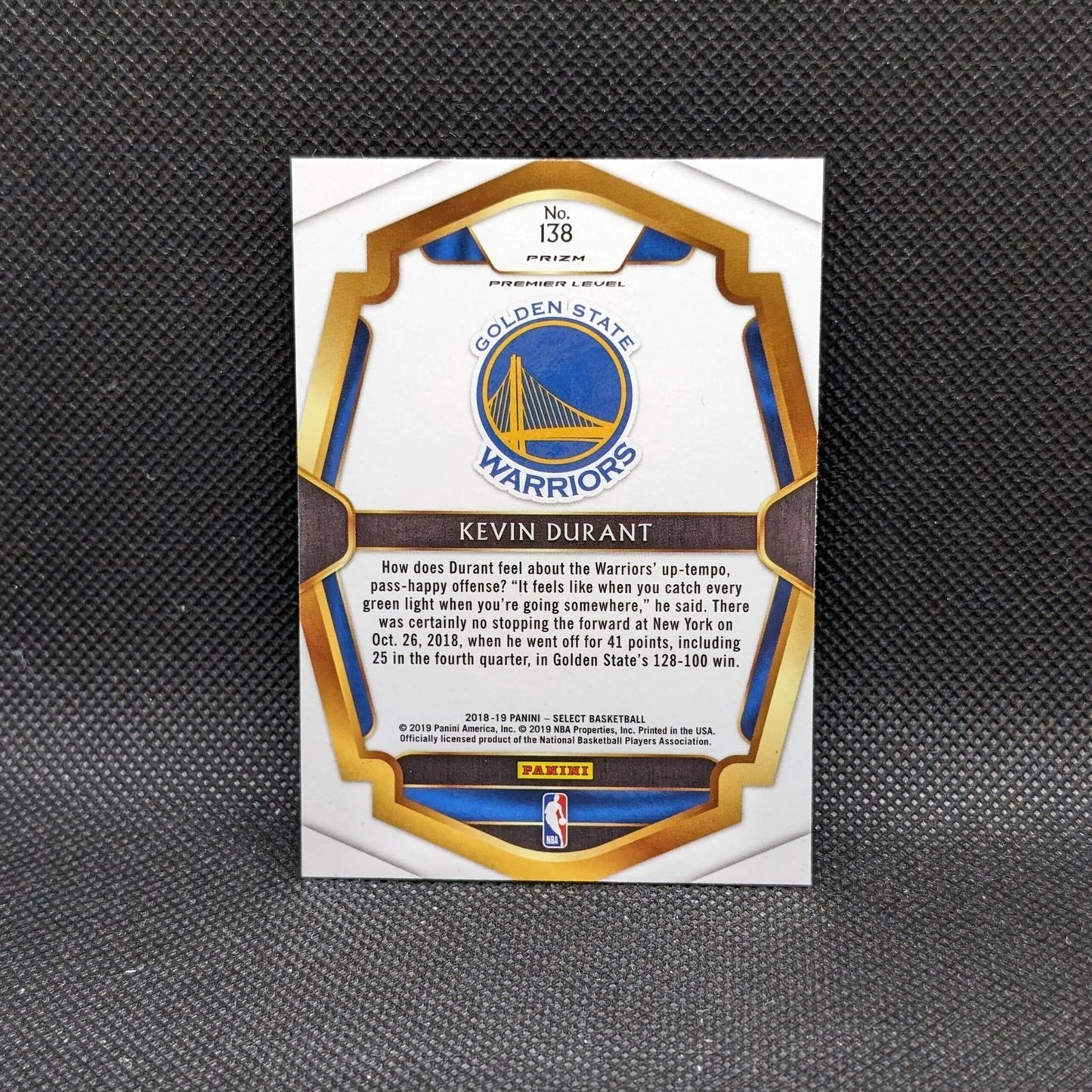 2018-19 Kevin Durant Select Premier Level Silver Prizm