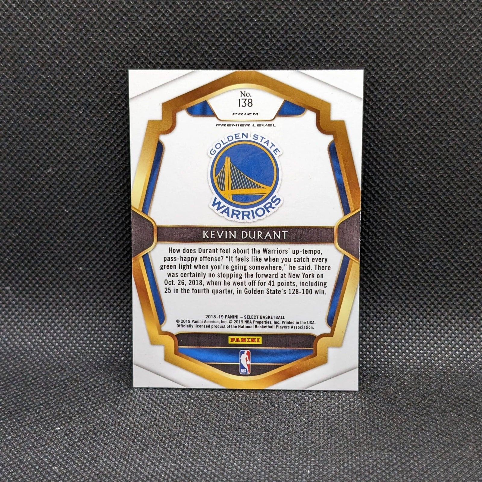 2018-19 Kevin Durant Select Premier Level Silver Prizm