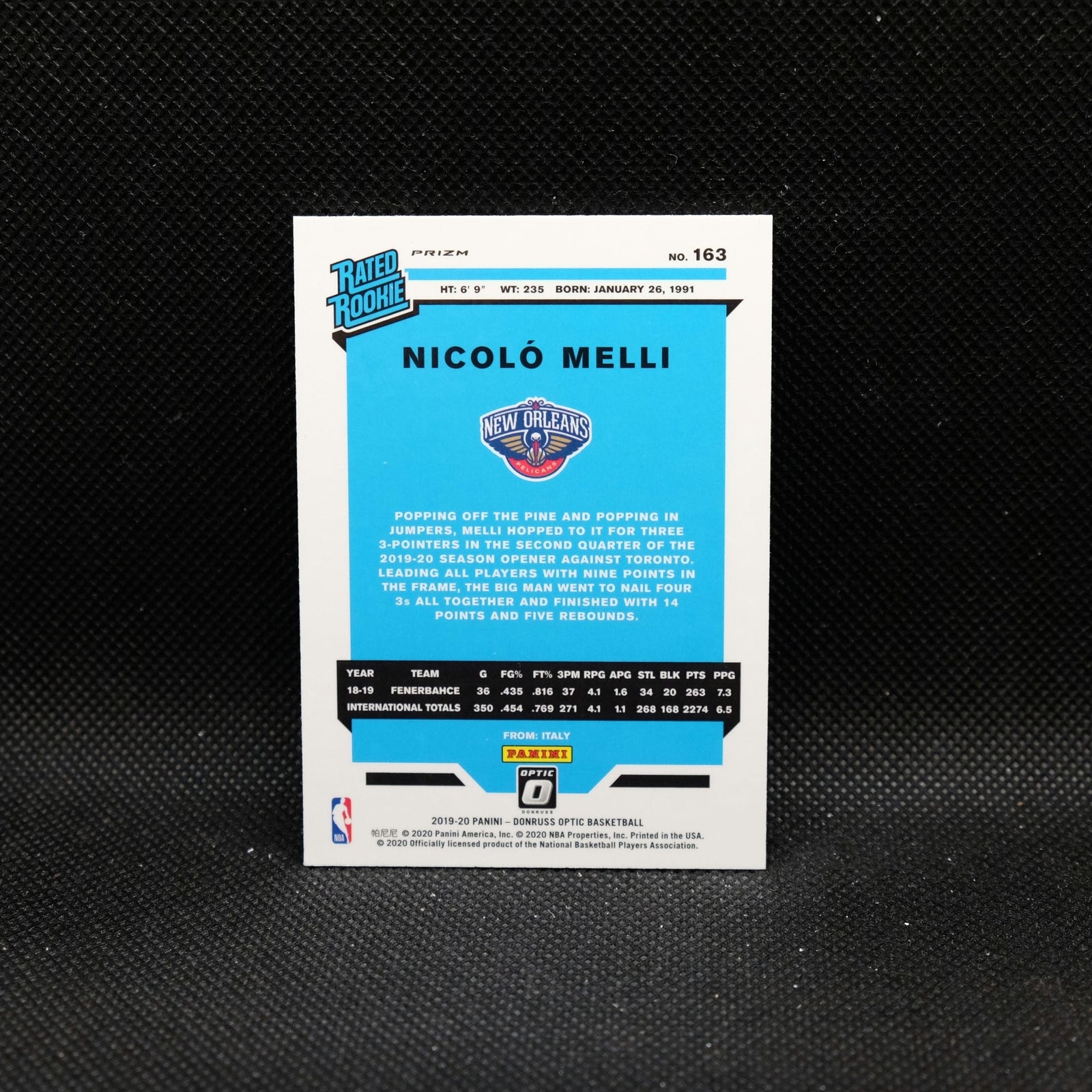 2019-20 Donruss Optic Nicolo Melli Rated Rookie Choice Red / Green Prizm