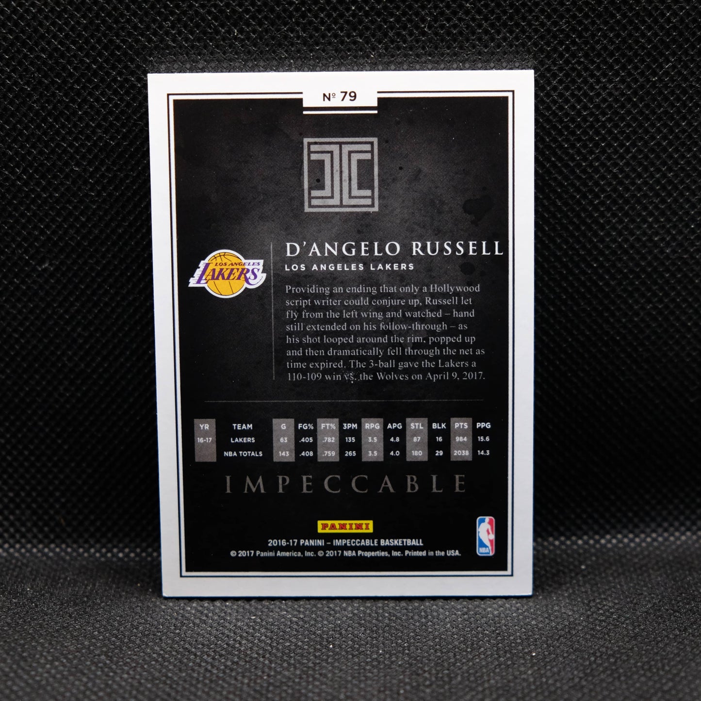 2016-17 D'Angelo Russell Impeccable #79 /99