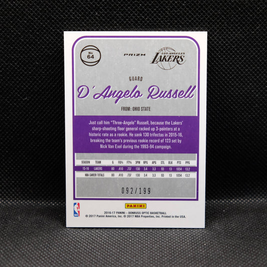 2016-17 D'Angelo Russell Donruss Optic Gold /199