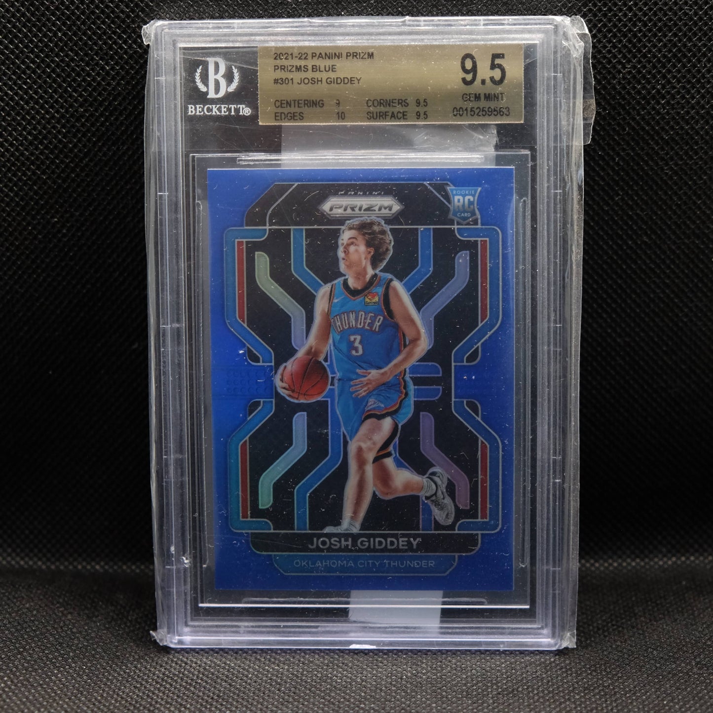 2021-22 Josh Giddey Prizm #301 Blue /199 Prizm Rookie BGS 9.5 Gem Mint