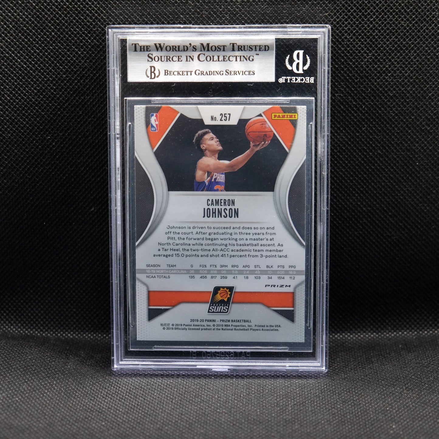 2019-20 Cameron Johnson Prizm #257 Ruby Wave Rookie Card BGS 9 Mint