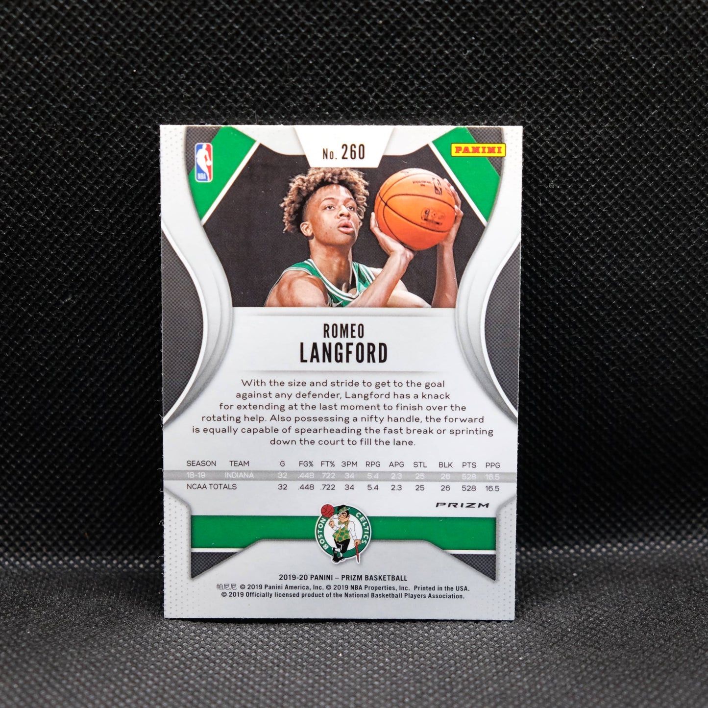 2019-20 Romeo Langford Prizm #260 Orange Cracked Ice Rookie Card