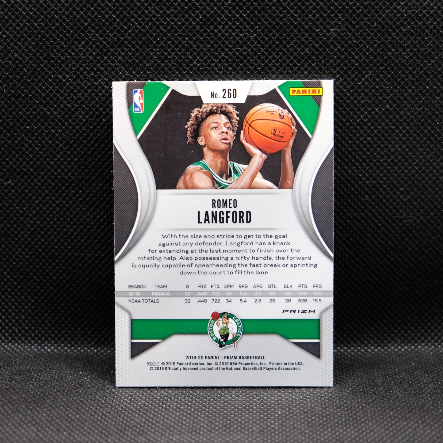 2019-20 Romeo Langford Prizm #260 Silver Prizm Rookie Card